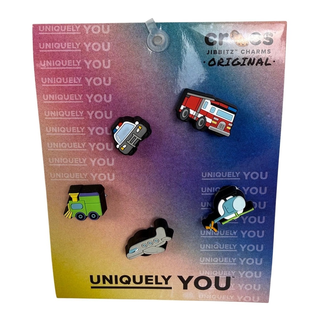 Uniquely You Crocs Jibbitz Charms Tiny Beep Beep 5 Pack Vehicles Fire Truck